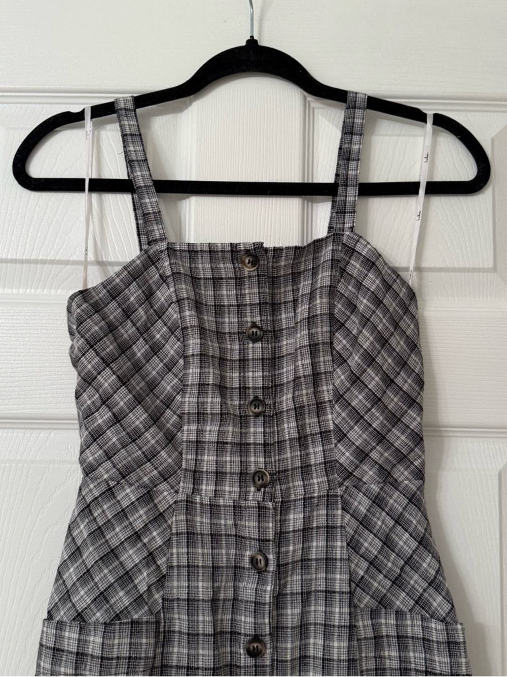 Lulus Right in Line Black and White Plaid Tie-Back Dress With Pockets - Picture 4 of 7